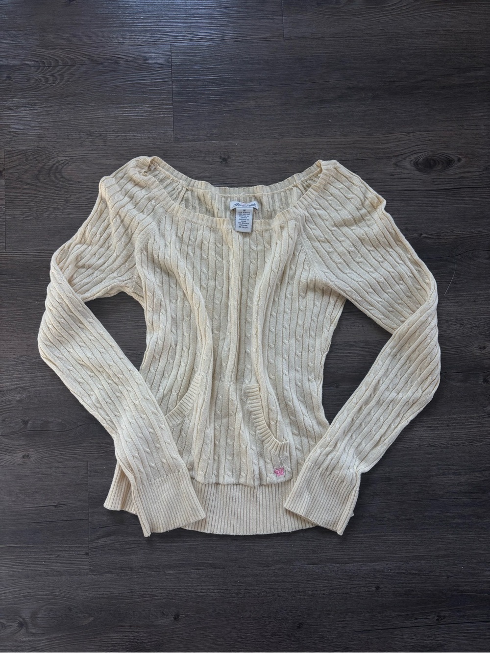 Aeropostale Cream Cable Off-Shoulder Knit Sweater